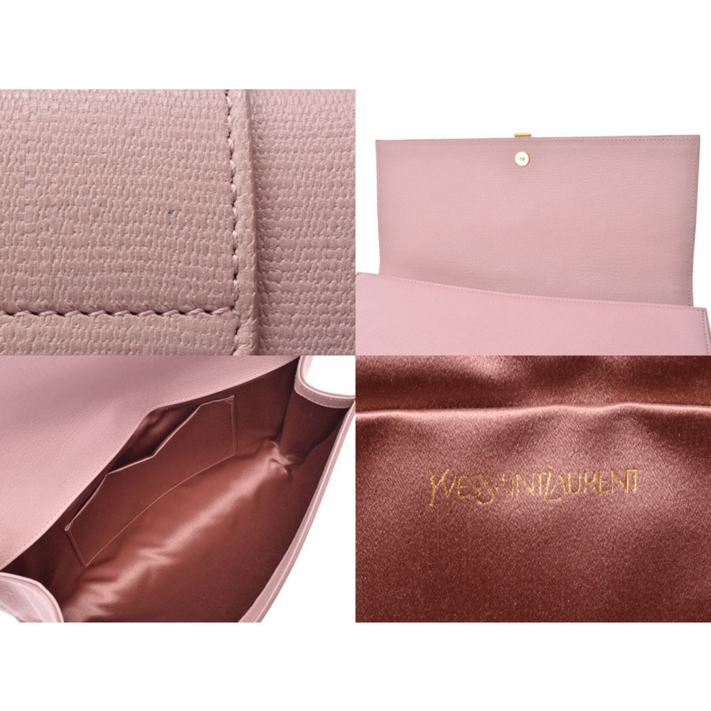 Saint Laurent Y Line Clutch Bag Pink Beige Pink Tan Calfskin YVES - Picture 9 of 11